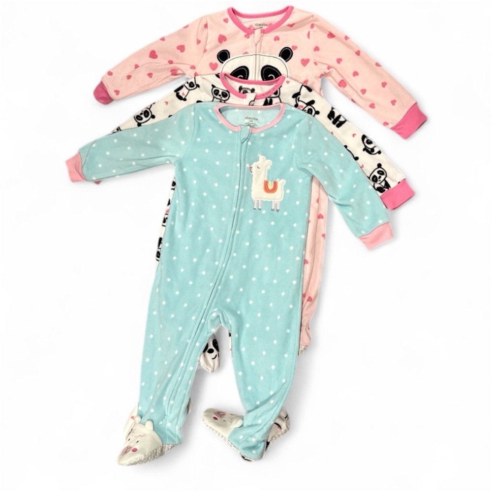 Absorba Baby 3-Pack NWOT Blanket Zip up Sleepers Size 18M